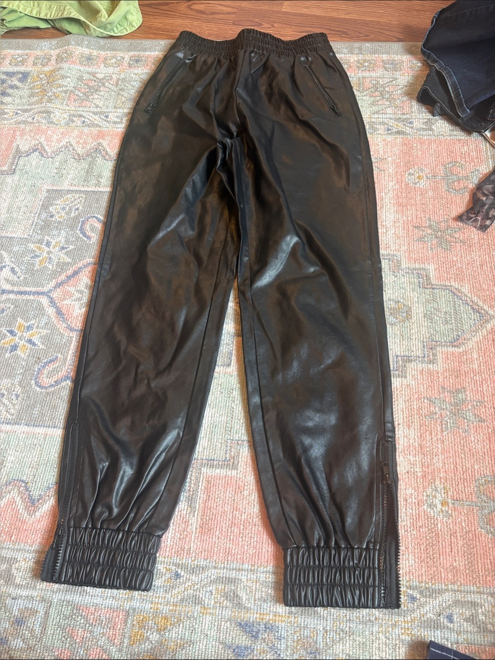 superdown Black Faux Leather Jogger Pants